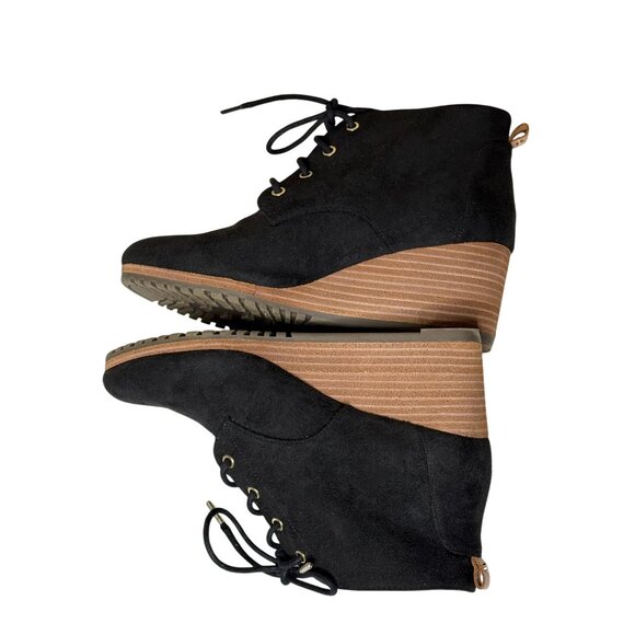 Dr Scholl’s Women’s 7M Black Suede Lace Up Wedge Booties Be Energized - Picture 4 of 9